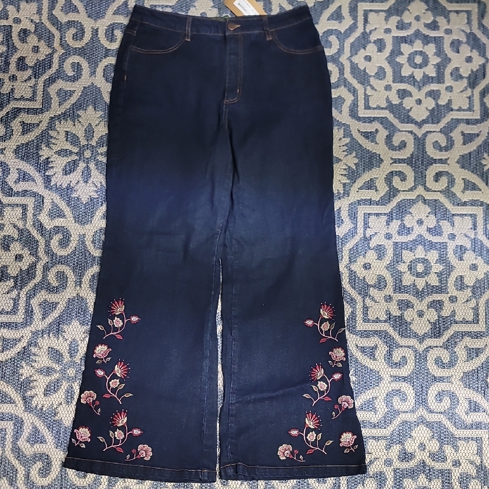 Princess Highway Boho Floral Embroidered Jeans -Size 14AUS